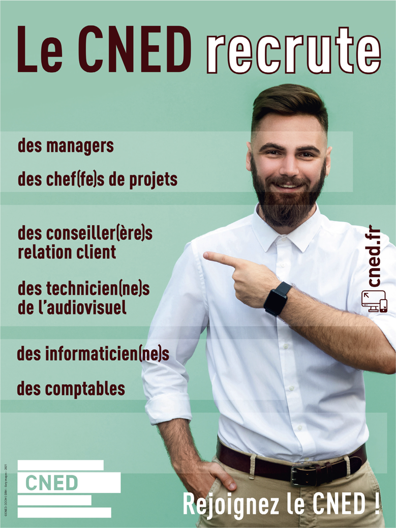 Le CNED recrute (manager, chef(fe)s de projets...)