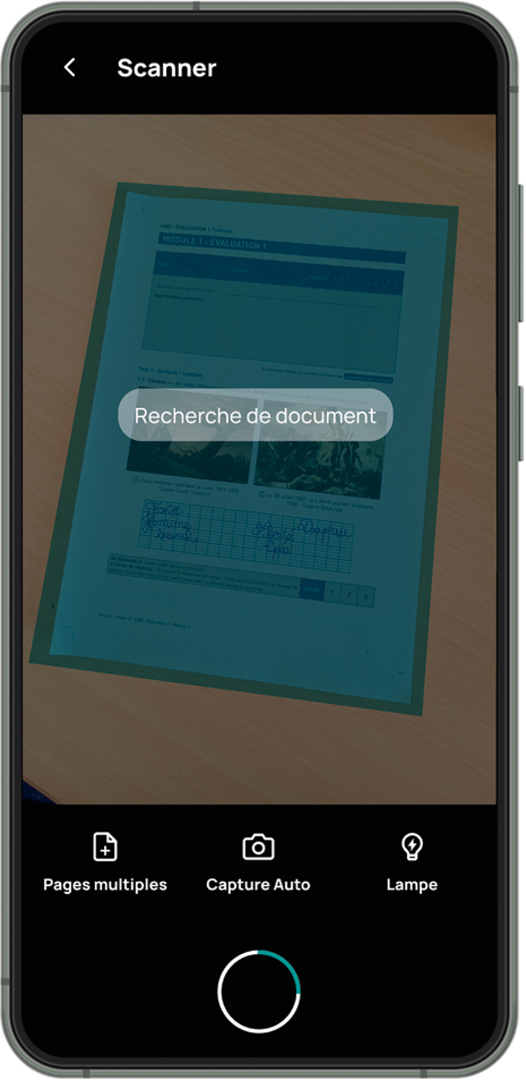 Capture d'écran de l'application mobile : scanner 