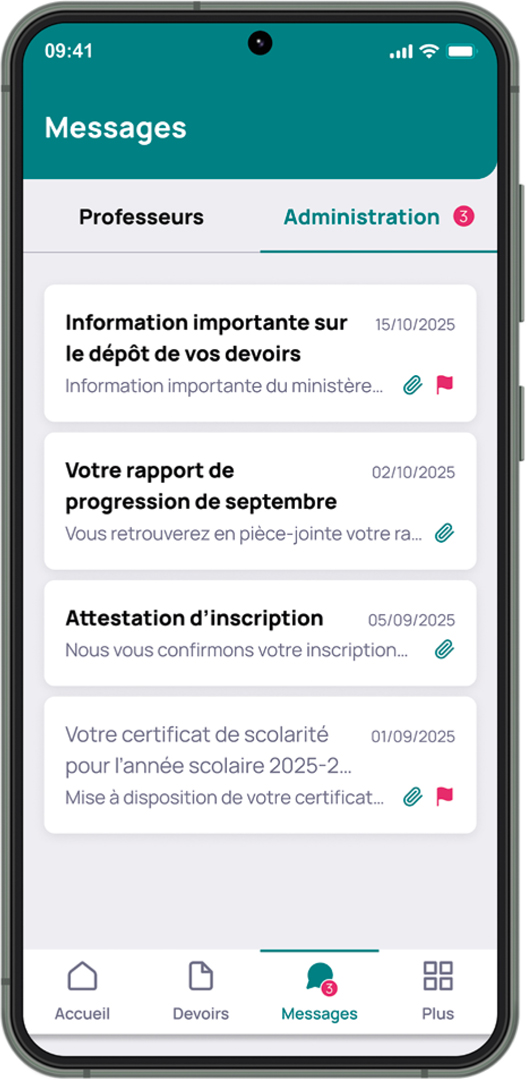 Capture d'écran de l'application mobile : Messages